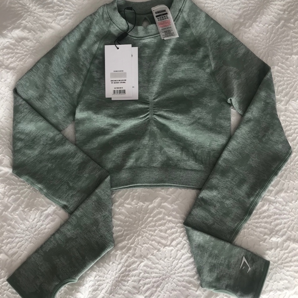 Gymshark Camo Seamless Long Sleeve Crop Top NWT
